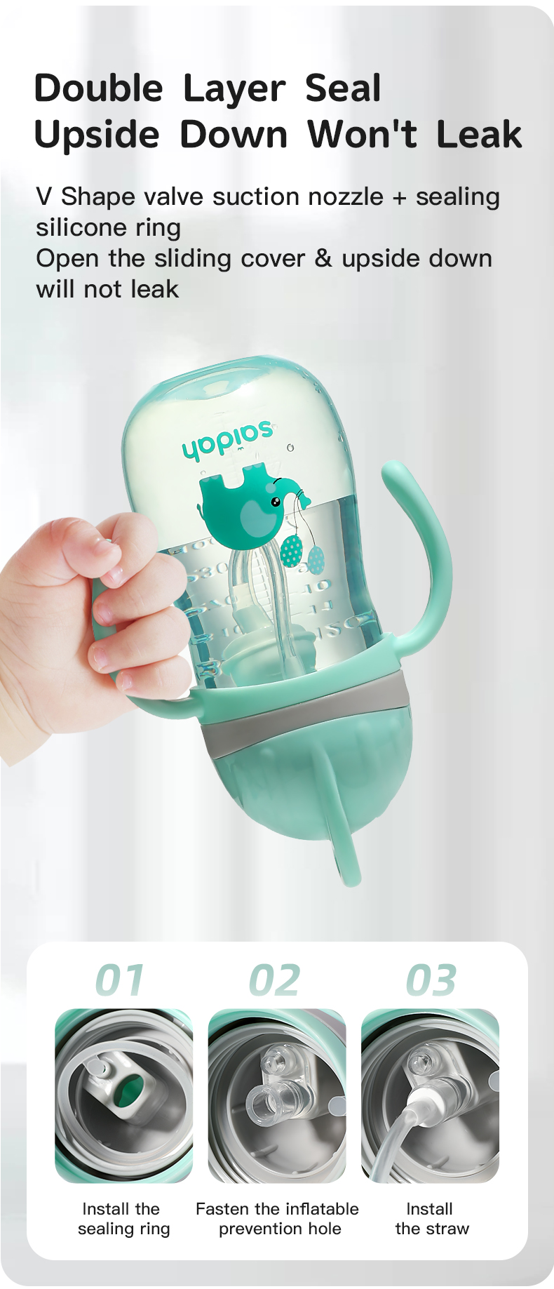 Cartoon Sippy Cup Copo com canudinho de desenho animado