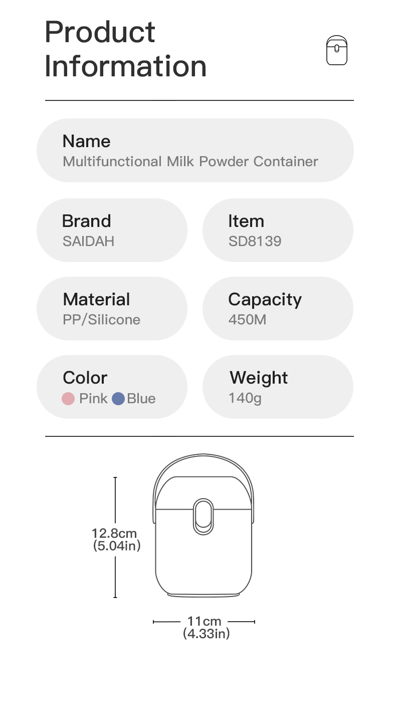 Milk Powder Container Contêiner de leite em pó