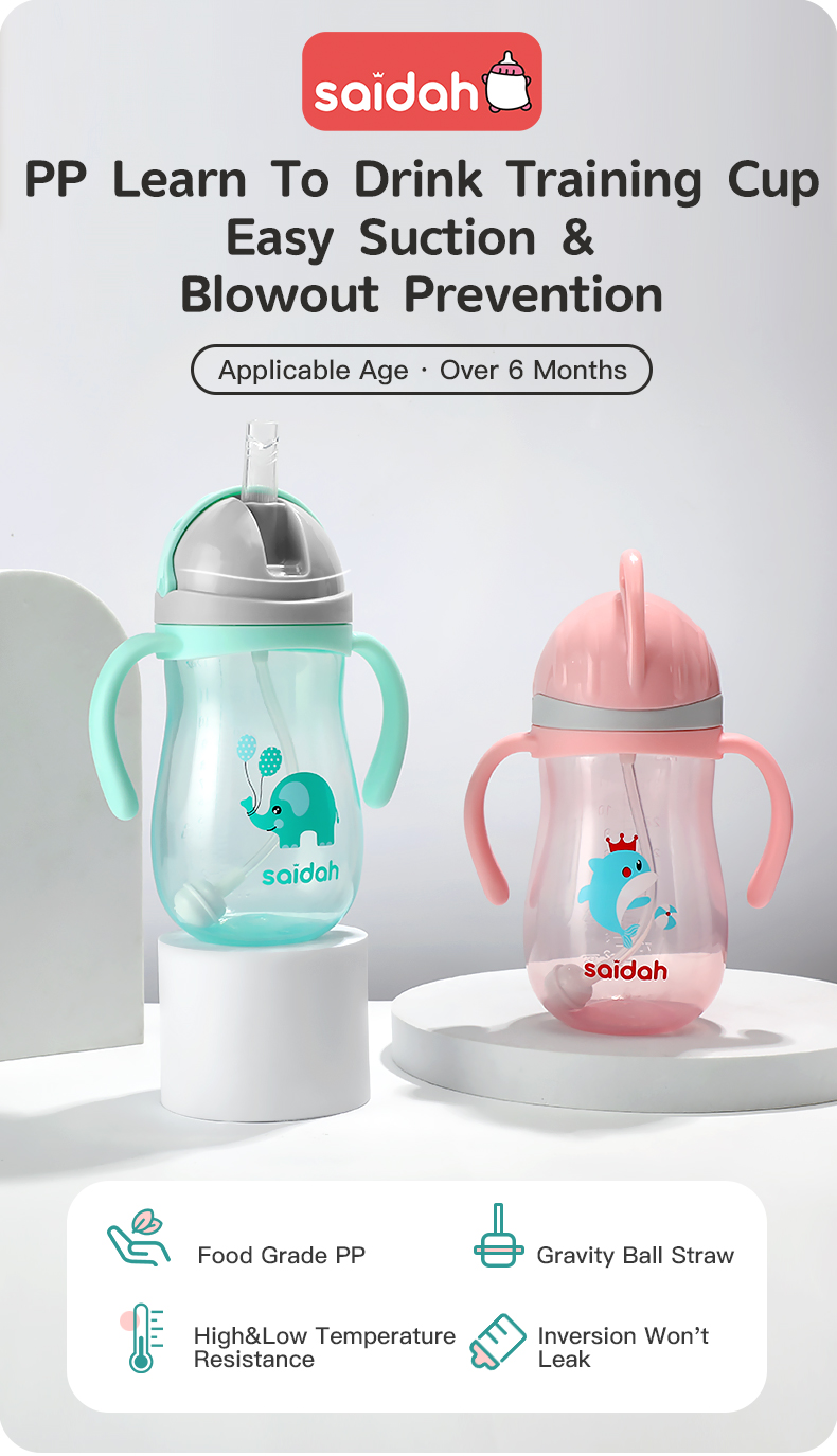 Cartoon Sippy Cup Copo com canudinho de desenho animado