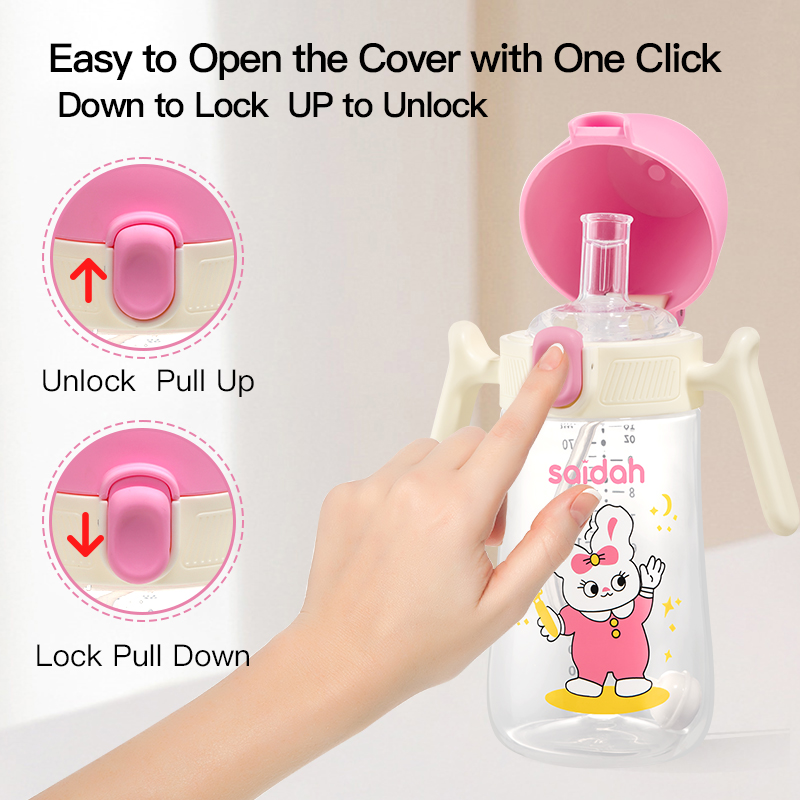SAIDAH SD8318 10oz 2 em 1 vazamento de desenho animado - copo de canudinho de bebê grátis
