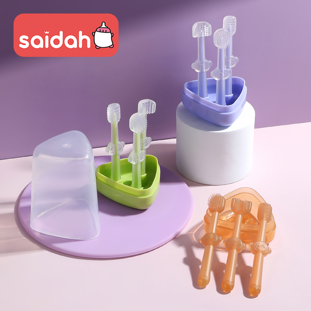 SAIDAH SD8376 Conjunto de escova de dentes de silicone de grau alimentar 