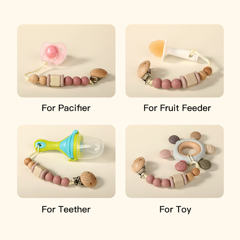 Pacifiers e cadeia de teethe de mole e ecologicamente correto