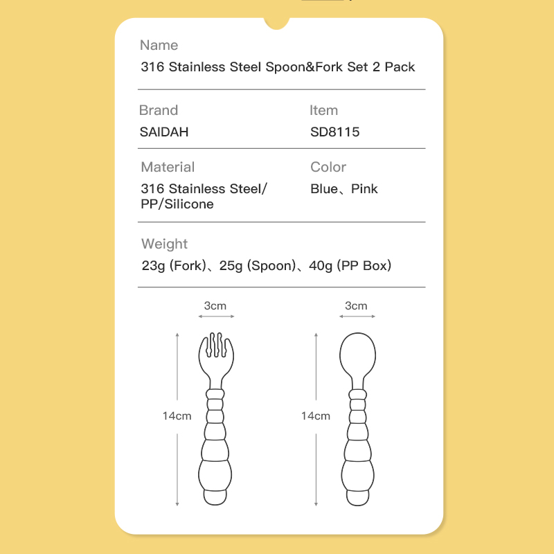 Fio de colher de bebê ecológico com alça curva anti-deslizamento