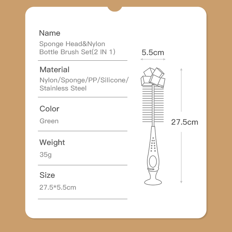 Inovative 2-em-1 Brovento de garrafas de esponja de nylon com copo de sucção