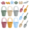 Silicone de 8 em 1 Silicone Kids Sand & Bath & Beach Toys | Kit de brincar de praia para crianças pequenas | Ferramentas de jogo ao ar livre de verão (pá, moldes) - leve e amigável para viagens