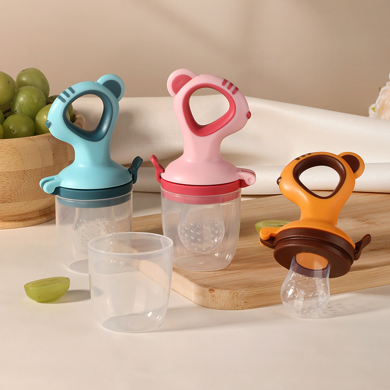 Alimentador de frutas de bebê sedoso seguro com malha anti-sufocante