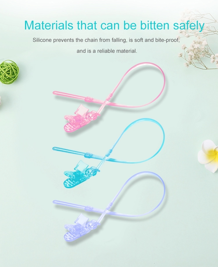 Suporte do clipe de chupeta do bebê com contas de silicone e clipe de jacaré-Leashé-chupeta anti-grop, sem-gelo (0-24m)