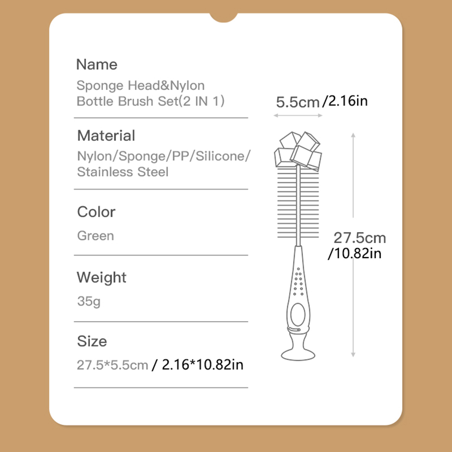 [Nylon | Esponja] nylon | Pincel de esponja com copo de sucção, conjunto de pincel de chupeta de garrafas de alimentação