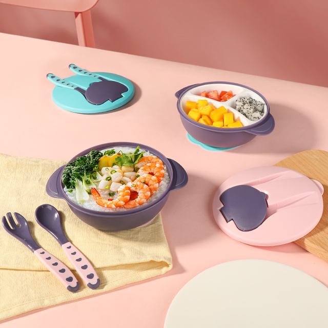 Tigela de comida de bebê dividida em camada dupla - impedir a mistura de sabor - PP livre de BPA