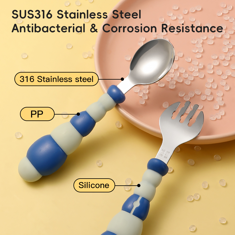 Fio de colher de bebê ecológico com alça curva anti-deslizamento
