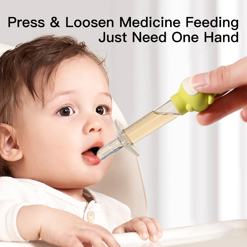 Alimentador de remédios para bebês em forma de sapo