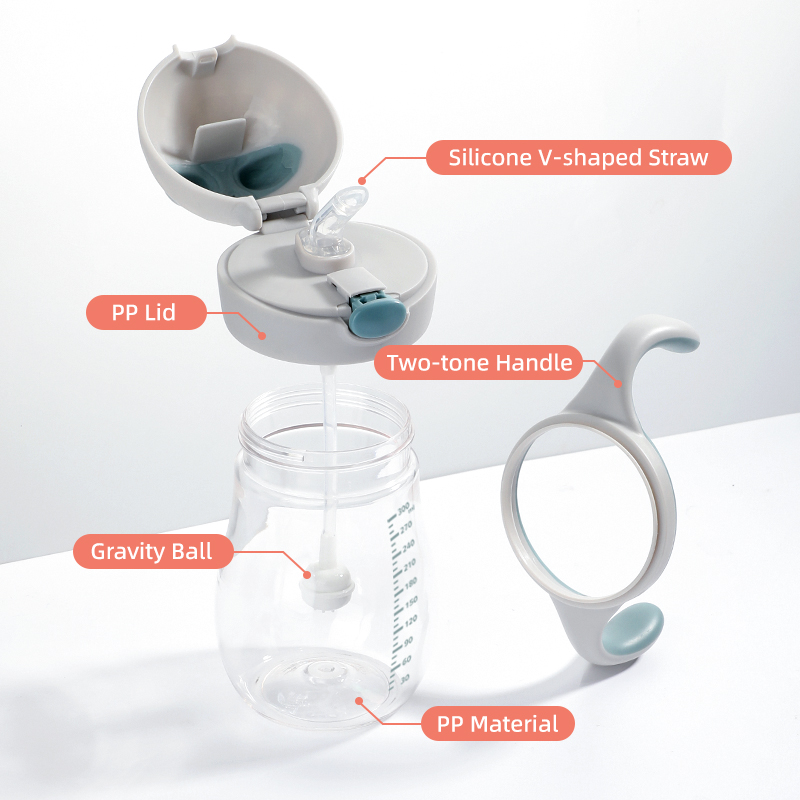 Adorável copo com canudinho em forma de vazamento em forma de gato para crianças pequenas