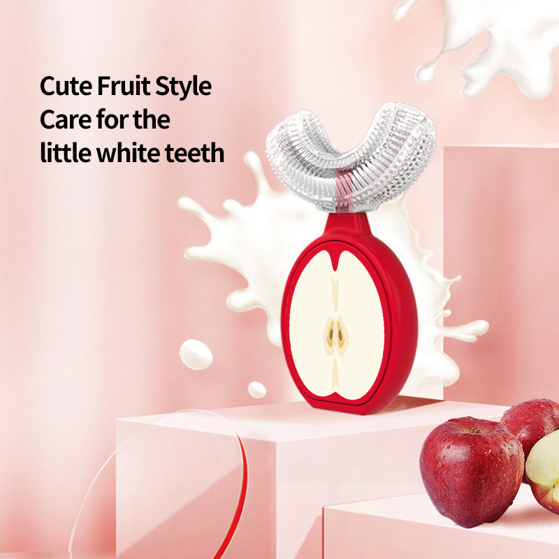 Escova de dentes em forma de U para crianças pequenas | 360 ° Clean automático com cerdas de silicone de grau alimentar | Conjunto de dentição e treinamento (1-3 anos)