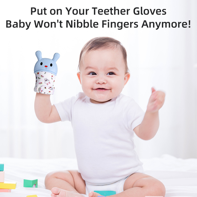 Baby Tool Mittens | Luvas anti-gorjeta de silicone de grau alimentar | Brinquedo infantil de coelho suave suave