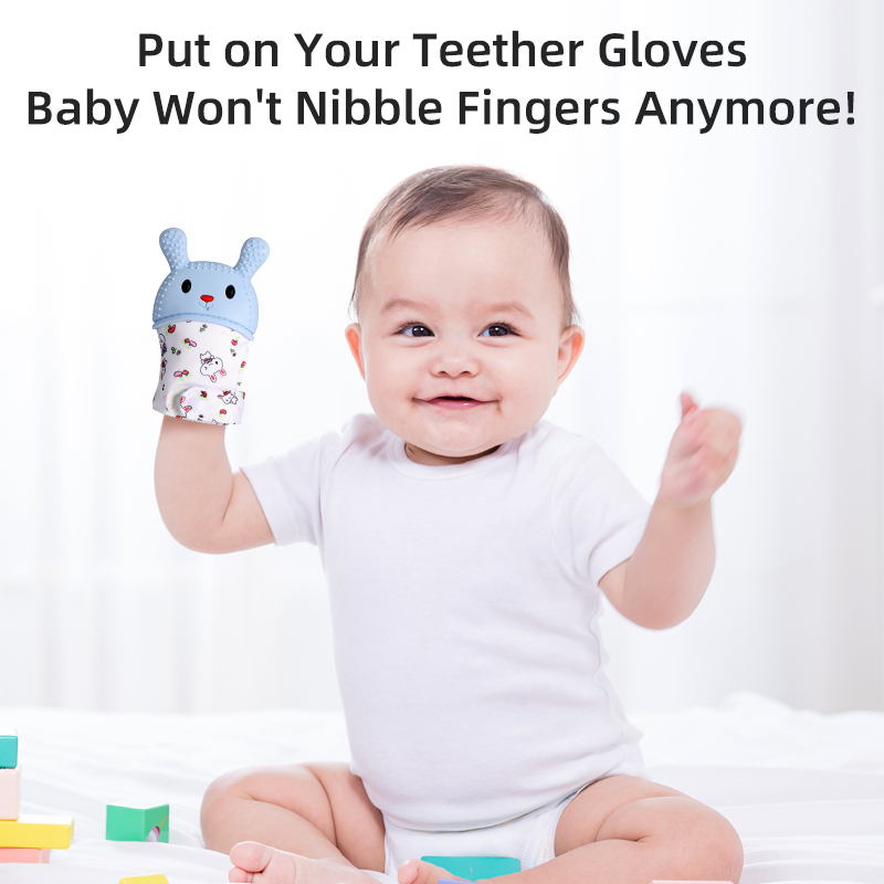Baby Tool Mittens | Luvas anti-gorjeta de silicone de grau alimentar | Brinquedo infantil de coelho suave suave