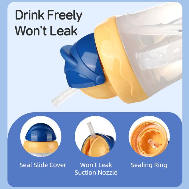 Copo de bebê sem vazamento à prova de vazamento com palha de silicone