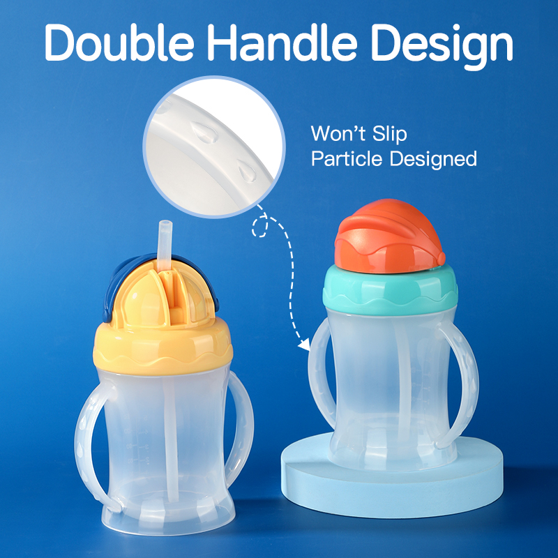 Copo de bebê sem vazamento à prova de vazamento com palha de silicone