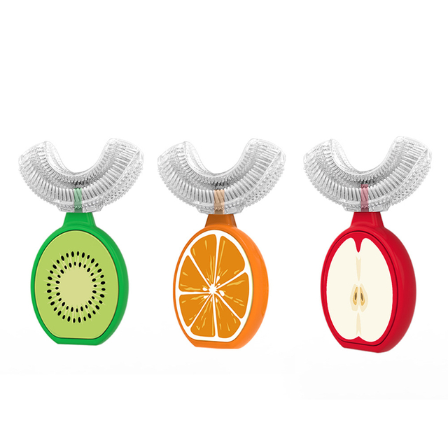 Escova de dentes em forma de U para crianças pequenas | 360 ° Clean automático com cerdas de silicone de grau alimentar | Conjunto de dentição e treinamento (1-3 anos)
