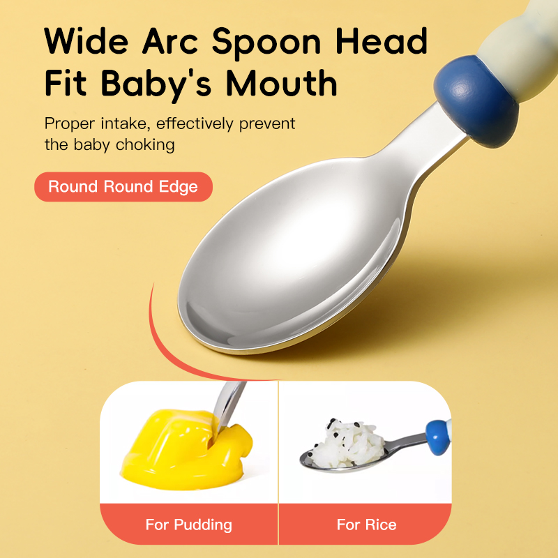 Fio de colher de bebê ecológico com alça curva anti-deslizamento