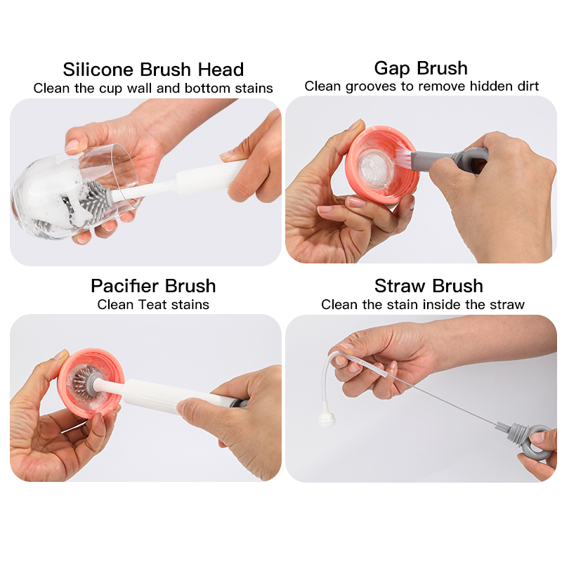 Conjunto de escovas de garrafa de 4 em 1 em 1