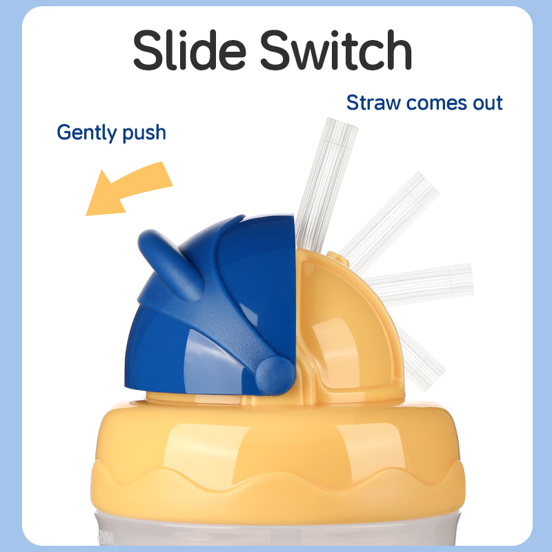 Copo de bebê sem vazamento à prova de vazamento com palha de silicone