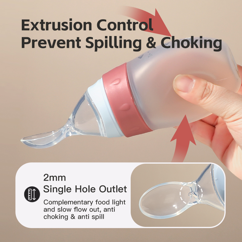 3 onças/100 ml de líquido silicone arroz alimentador com colher de distribuição