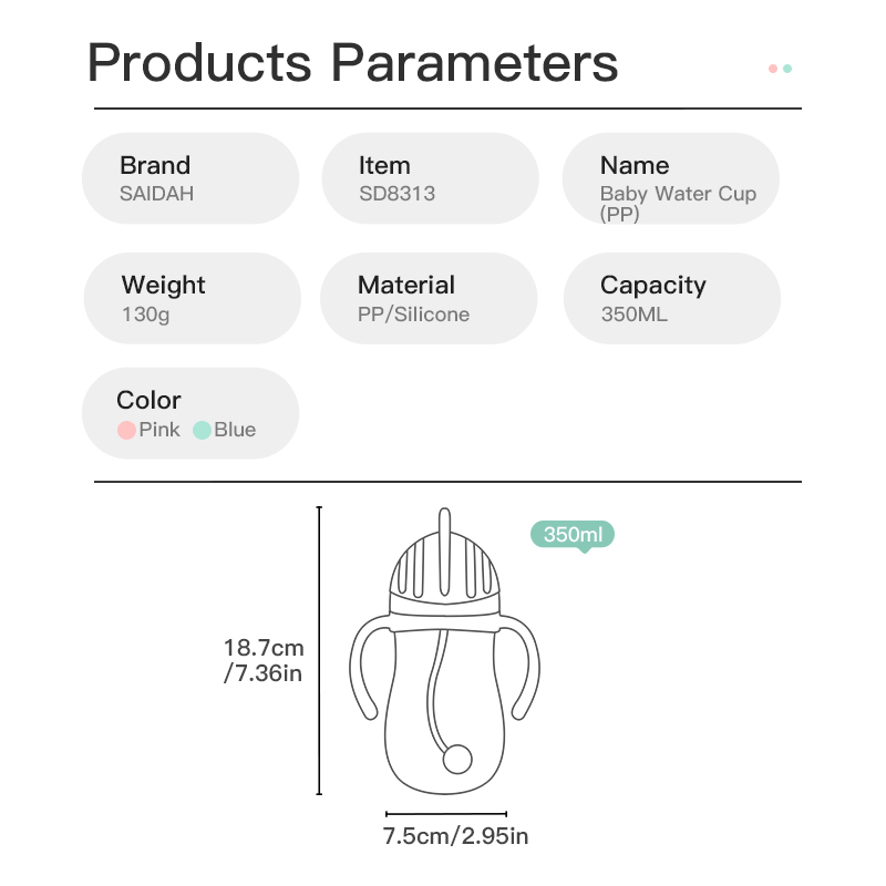 Copa de treinamento para bebês sem BPA e ecologicamente correta com válvula anti-gargalhada